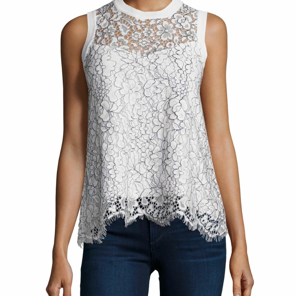 [Generation Love] White Black Nia Lace Tank Top